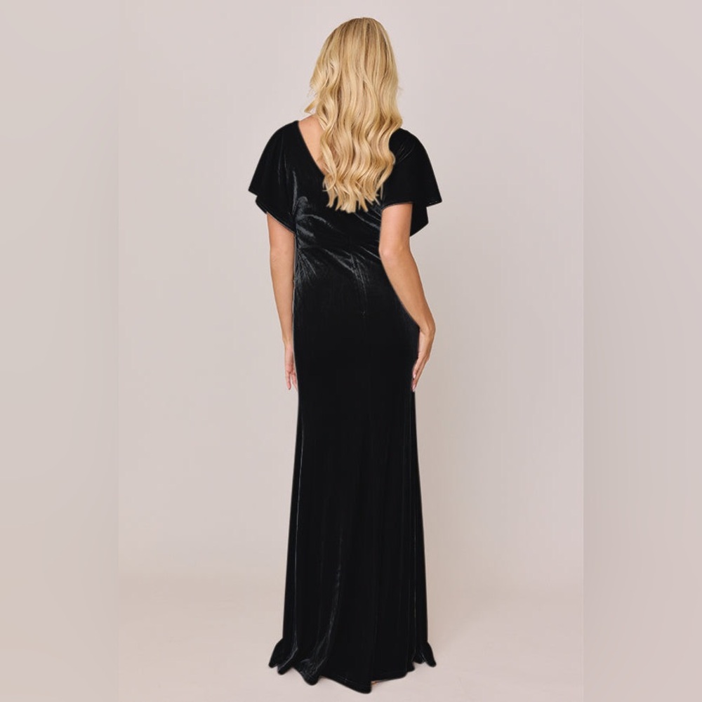 REVELRY Black “Gwen” Velvet Gown Flowy V Neck Party Holiday Formal Evening Dress - Picture 2 of 12